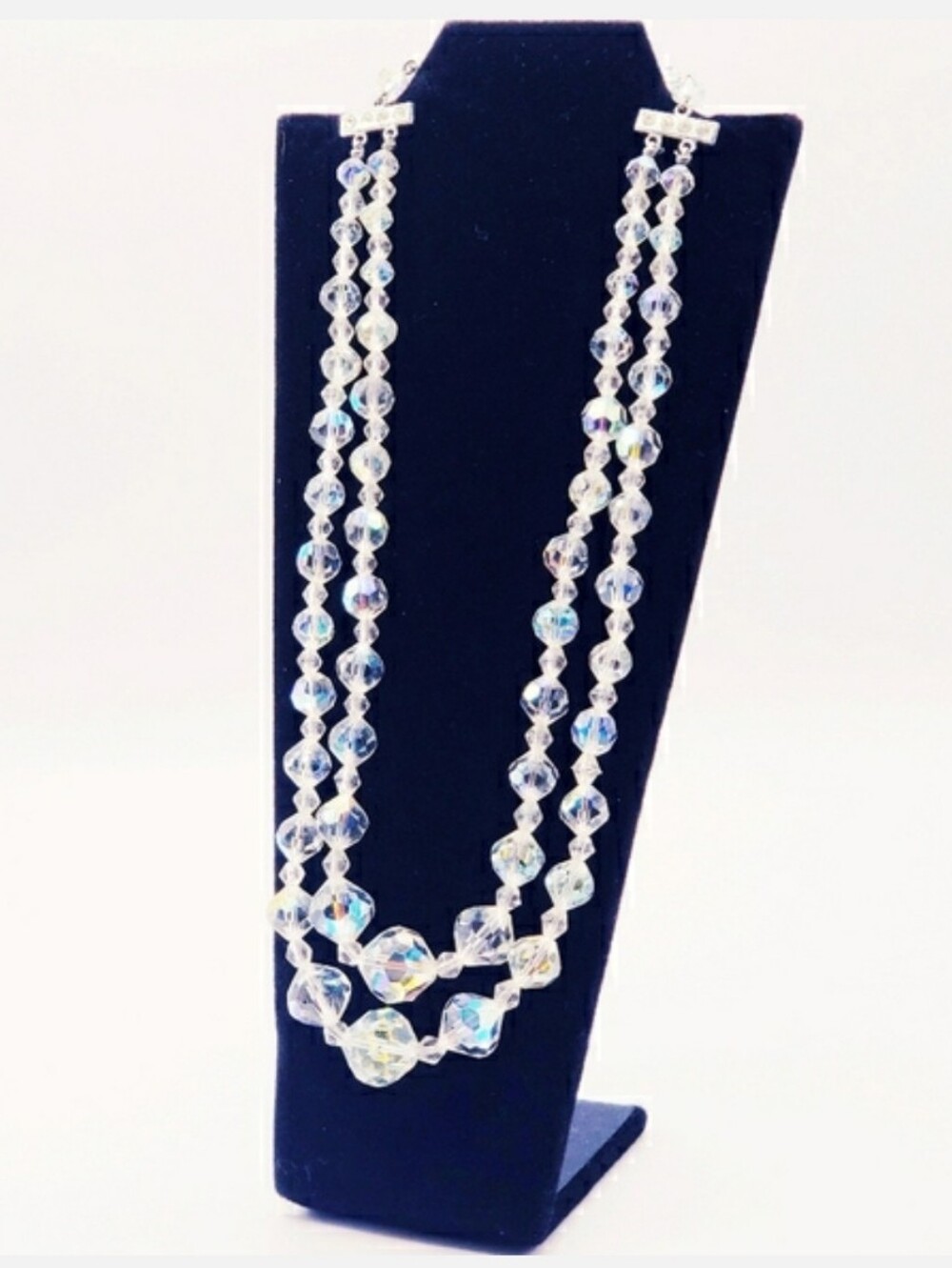 Elegant AB Crystal Beaded Silver Necklace